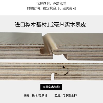 实木地板防潮抗变形家用卧室ENF级全桦欧洲橡木实木地板源头厂家图1