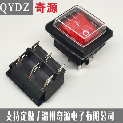 防水船型开关带防水帽分体电源开关六脚两档带灯翘板开关连体防水图1