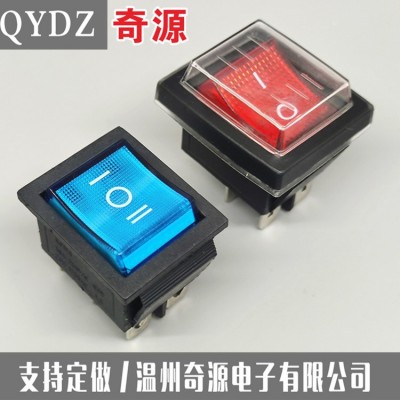 防水船型开关带防水帽分体电源开关六脚两档带灯翘板开关连体防水图2