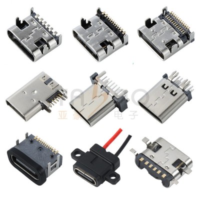 type-c母座连接器 电器TYPEC母座micro5P直边麦克USB充电插 座接口图2