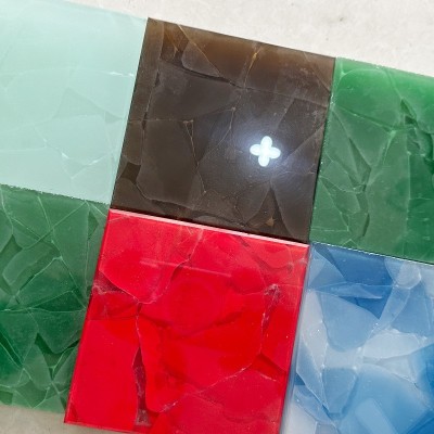 彩色玉石玻璃加工 原片磨边彩色装饰玻璃砖艺术玻璃 原片玻璃加工图4