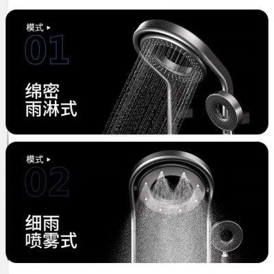 跨境数显恒温冷热花洒套装智能控温雨淋浴屏超大置物架收纳台淋浴图4