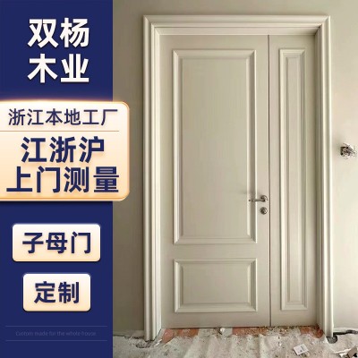 浙江工厂定制入户门 多层免漆实木门现代简约烤漆子母门家用大门
