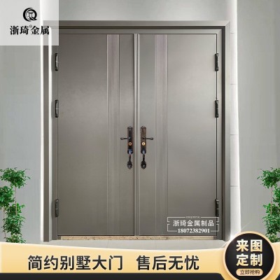 简约现代别墅大门进户门双开门乡村庭院家用农村锌合金铸铝门定制图3