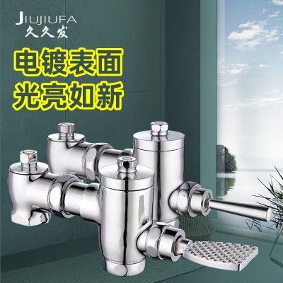 全铜蹲便器冲水阀手按式大便冲洗阀公厕卫生间蹲便器脚踩冲水开关
