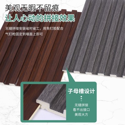 厂家直销wpc格栅板竹木纤维150实心格栅板背景墙木饰面造型格栅板图3