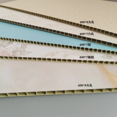 PVC7mm圆石塑塑钢集成墙板竹木纤维护墙板学校酒店工装吊顶扣板图4