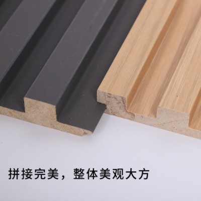 实木格栅竹木纤维格栅背景墙小长城板凹凸形生态木格栅装饰板图2