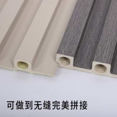 竹木纤维格栅生态木圆孔长城板护墙板防水防火电视背景墙厂家图3