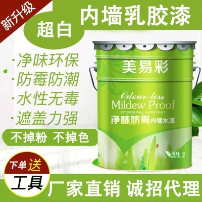 乳胶漆内墙 清新超白净味防水防霉水性内墙涂料 室内白色墙面漆图2