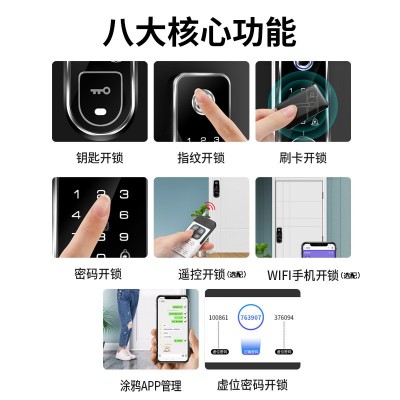 免布线老式门家用智能感应锁电控指纹锁涂鸦智能电控磁力锁图2