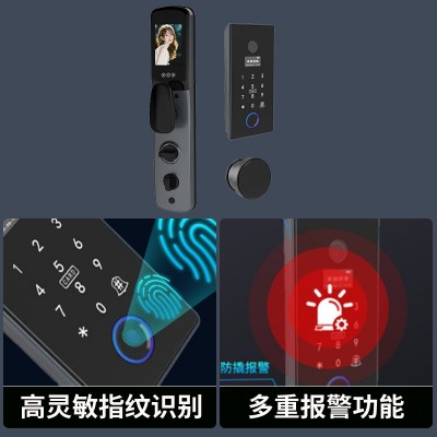 全自动智能锁镶嵌式指纹锁家用大门防盗门智能门锁嵌入式密码锁图2