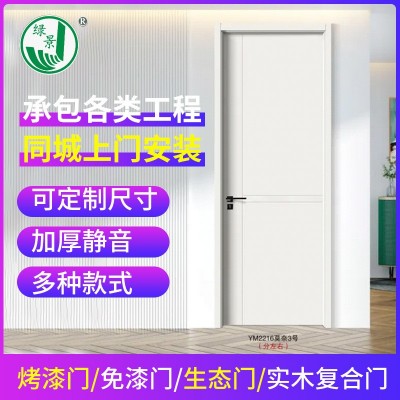 轻奢套装实木无漆门室内免漆房间复合生态门简约风隔音卧室烤漆门图2
