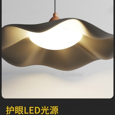 2023新款现代简约餐厅吊灯荷叶小户型家用侘寂风饭厅餐桌吊线灯图5