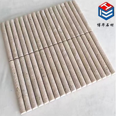 长条凸出面天然大理石马赛克电视背景墙酒店别墅会所玄关卫生间图3