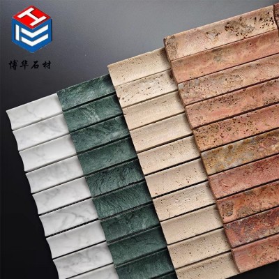 月牙面石材马赛克天然大理石马赛克电视背景墙酒店别墅会所玄关图3