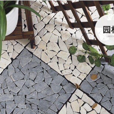 天然大理石马赛克 阳台露天空中花园花池泳池DIY自拼小地板地铺石图3