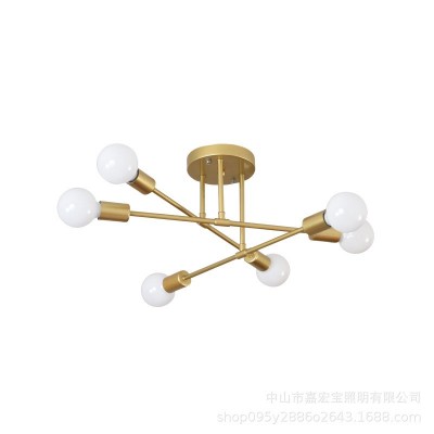 北欧卧室吸顶灯多头现代简约房间客厅灯创意蜘蛛铁艺枝 型吊灯批发图5