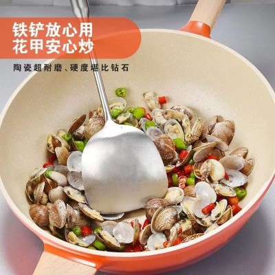 迈巴勒珐琅锅家用陶瓷不粘锅无油烟炒菜锅燃气电磁炉通用32CM图2