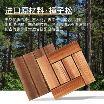 防腐木地板阳光房地板户外露台自铺碳化实木阳台木地板拼 接花园图3