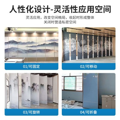 厂家加工软硬包屏风酒店活动隔断会议室移动折叠隔音墙移动屏风图2