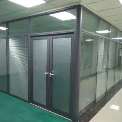 艾尚空间高端定制办公玻璃隔断内钢外铝双玻百叶临夏定做图5