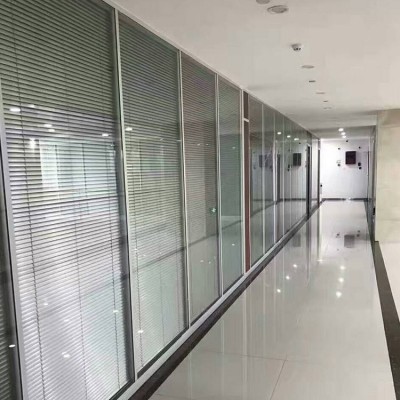 艾尚空间高端定制办公玻璃隔断内钢外铝双玻百叶临夏定做图4
