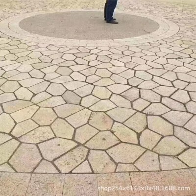 黄锈石不规则冰裂纹石材青石板仿古文化石景区地铺石黄锈石冰裂纹图4