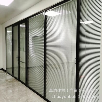 办公室玻璃隔断墙 铝合金屏风隔断 双层钢化玻璃百叶门窗现代简约图3