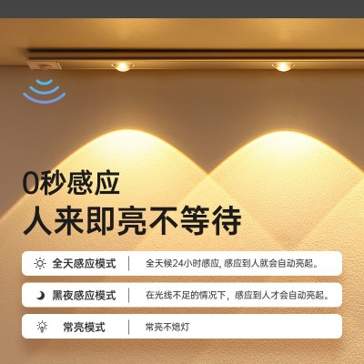超薄智能led人体感应灯充电式自粘山丘猫眼灯带 酒柜橱柜 衣柜灯条图1