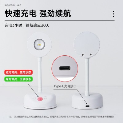 跨境新款室内免布线墙壁灯射灯 充电led智能人体感应灯遥 控照画灯图4