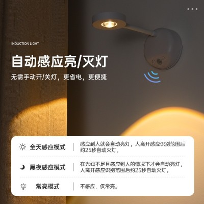 跨境新款室内免布线墙壁灯射灯 充电led智能人体感应灯遥 控照画灯图2