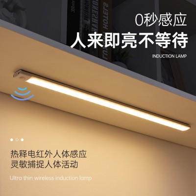 智能人体感应超薄d充电免布线灯条 跨境led磁吸橱柜衣柜长条灯带图2