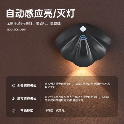 跨境新款智能人体感应墙壁灯 免布线磁吸led充电夜灯室内门牌夜灯图2
