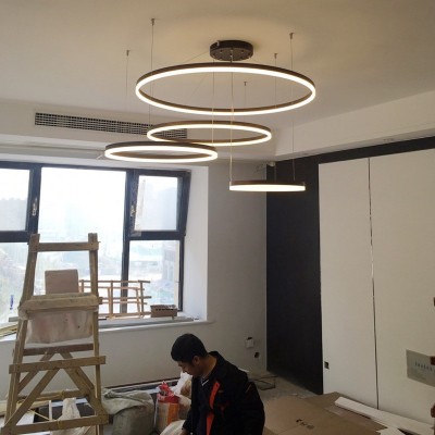 跨境客厅灯 简约创意圆形咖啡厅大气家用后现代灯led餐厅 网红吊灯图4