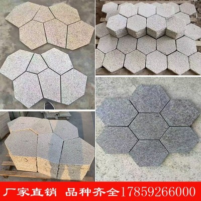花岗岩不规则碎拼地舖石材砖芝麻白灰黑黄锈金麻青石板冰裂纹园林图3