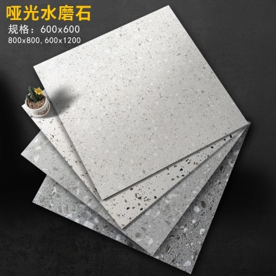 广东佛山水磨石地板砖600x600瓷砖彩色复古简约餐厅地砖厂家批发图2