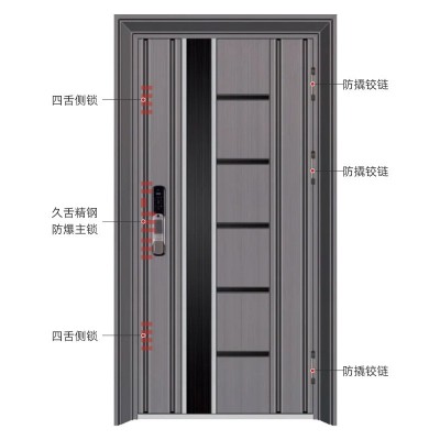 高端304不锈钢门中门通风单门安全防盗进户推拉门定 制韩式入户门图2