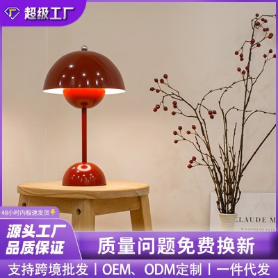 结婚台灯床头高级感小夜灯卧室床头灯充电款小台灯蘑菇灯花苞台灯图1