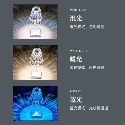 跨境意大利水晶钻石台灯卧室床头装饰水晶台灯创意氛围充电小夜灯图3