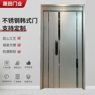 甲级入户防盗门家用304不锈钢防盗大门 简约韩式入户大门别墅大门图1