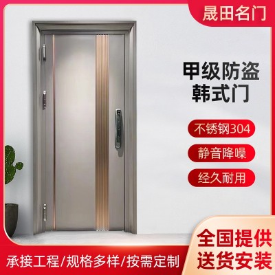 轻奢简约不锈钢甲级防盗门入户门别墅防盗静音韩式门别墅进户单门图1