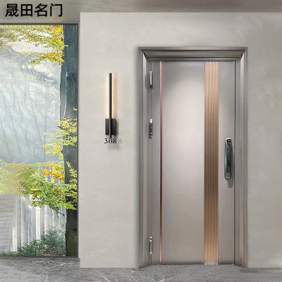轻奢简约不锈钢甲级防盗门入户门别墅防盗静音韩式门别墅进户单门图4