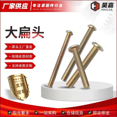 镀彩锌十字大扁头螺丝大扁机牙丝螺钉大头十字槽机牙螺丝
