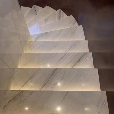 白色大理石石材楼梯踏步台阶光面抛光别墅罗马欧式地铺石地砖踏板图2