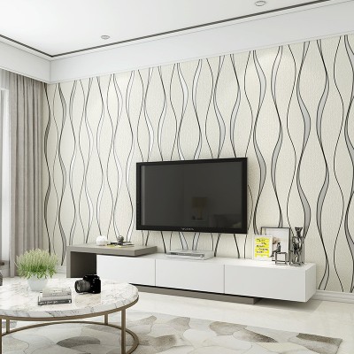 现代简约3D银灰色条纹无纺布壁纸 客厅电视背景卧室wallpaper墙纸图4
