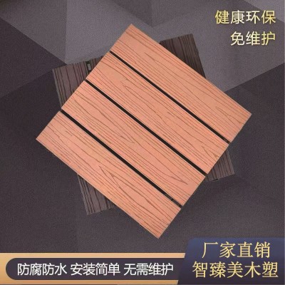室外家装塑木板防腐板简易自拼接小地板WPC压纹二代共挤木塑地板图1