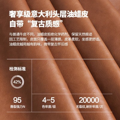 复古油蜡真皮星云沙发中古风客厅小户型三人直排意式极简皮艺沙发图4
