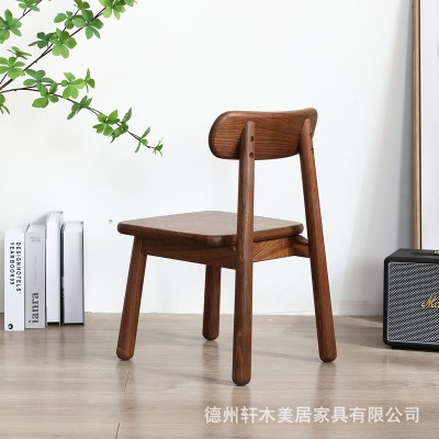 黑胡桃木椅子小凳子矮凳实木儿童板凳小椅子靠背椅换鞋凳茶几边凳图2