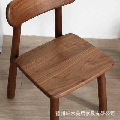 黑胡桃木椅子小凳子矮凳实木儿童板凳小椅子靠背椅换鞋凳茶几边凳图3